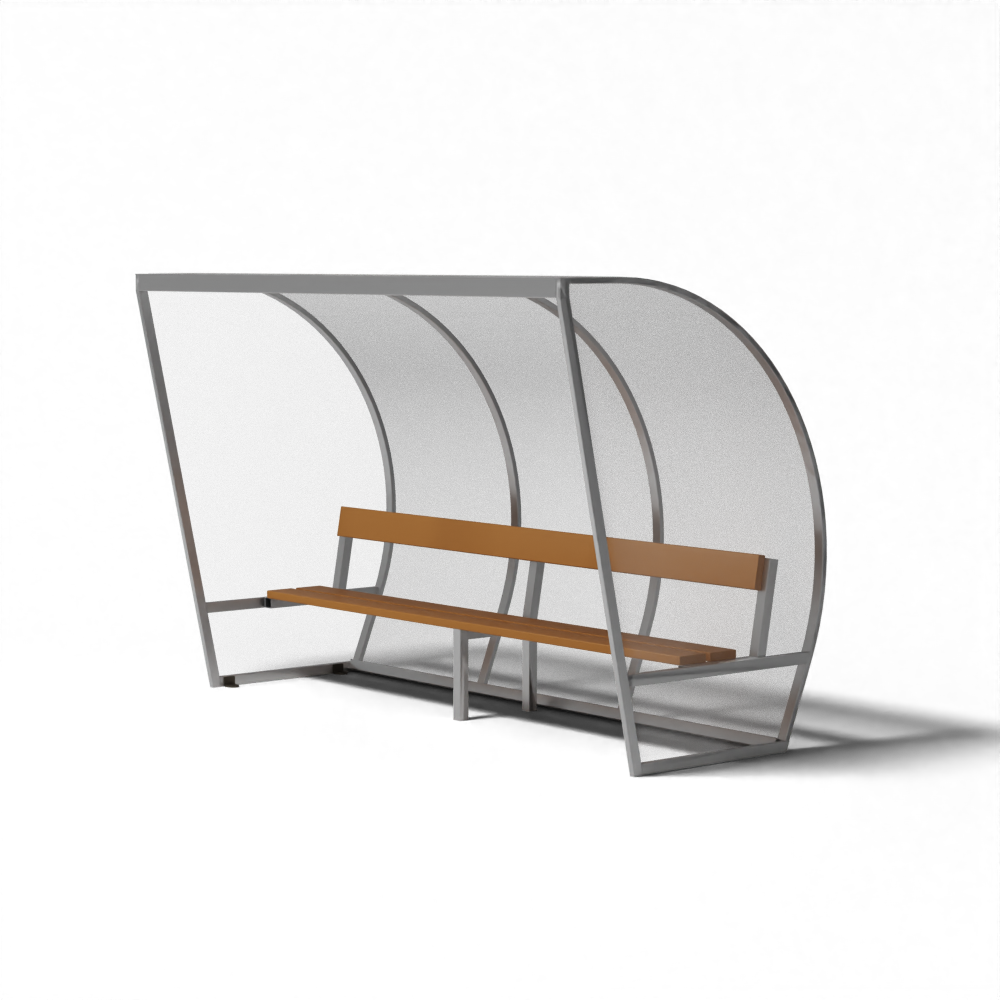 Aluminium dugout van SKOR met houten zitbank, geschikt voor voetbal en andere buitensporten