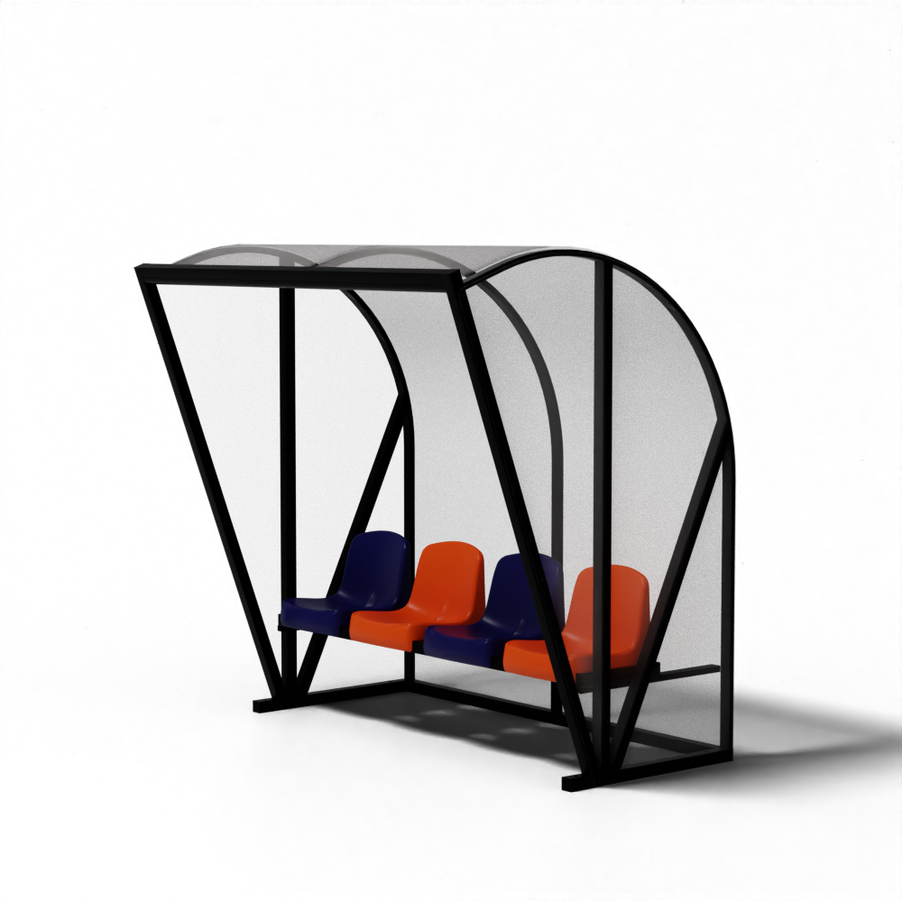 SKOR aluminium voetbal dugout TYPE 1 EXCLUSIEF met kuipstoelen, luxe en stevig