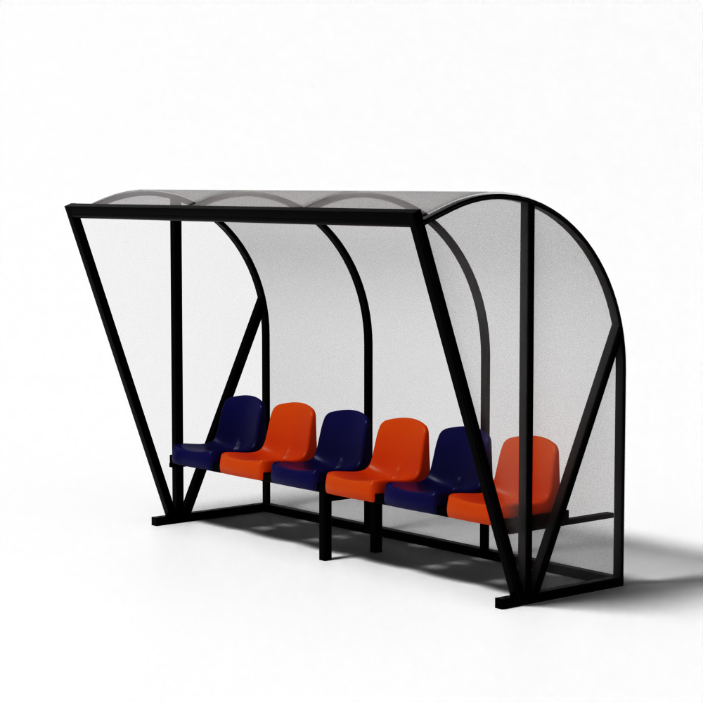 SKOR dugout TYPE 1 EXCLUSIEF met kuipstoelen en stevige aluminium constructie