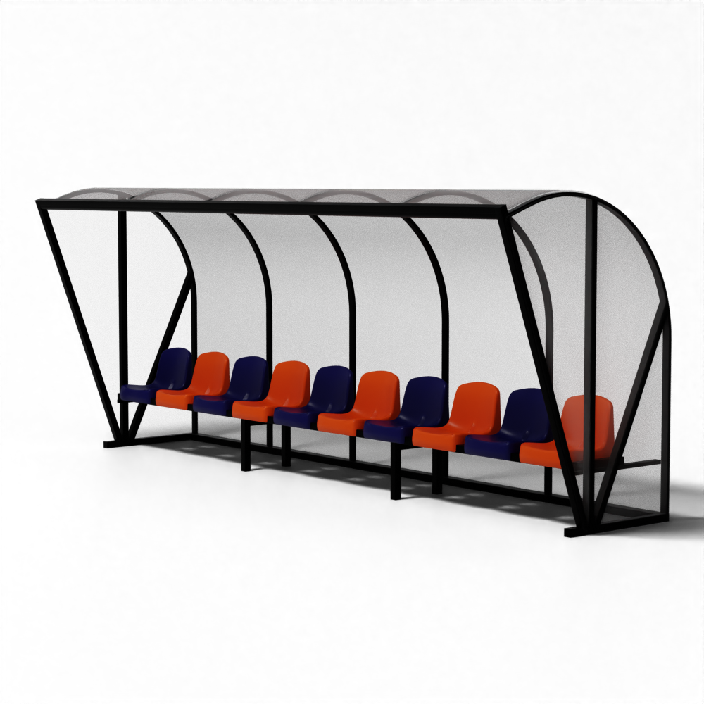 SKOR dugout TYPE 1 EXCLUSIEF met kuipstoelen, volledig gelast en geschikt voor intensief gebruik