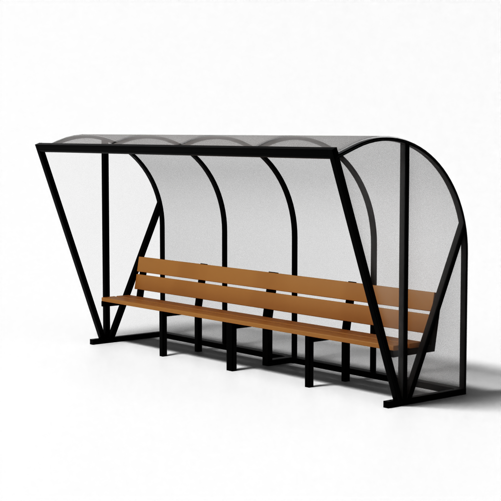 SKOR voetbal dugout TYPE 1 EXCLUSIEF met zwart aluminium frame en UV-bestendige, heldere beplating