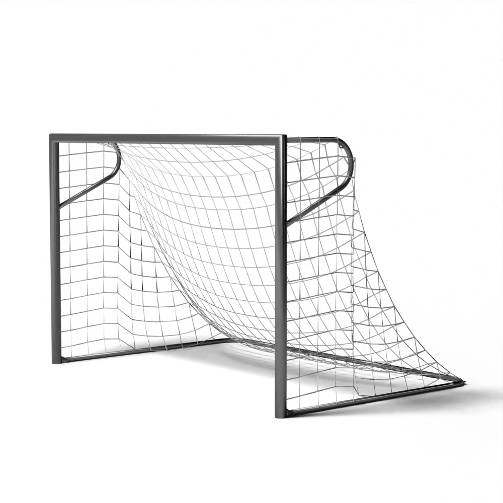 Vast aluminium voetbaldoel Chester 3×2 m P‑model met gefreesde netstrip en geschoorde P‑beugel, geschikt voor jeugd‑ of trainingsveld